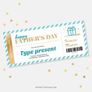 Vatertags-Geschenkgutschein-Vorlage, Geschenkkarte für Papa, Überraschungsgutschein - SOFORTIGER DOWNLOAD - Druckbare bearbeitbare PDF-Datei