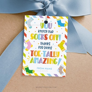 Knock Socks Off Geschenkanhänger, Dankeschön-Label für Mitarbeiter, Mitarbeiter oder Lehrer Anerkennungswoche - SOFORTIGER DOWNLOAD - Druckbare bearbeitbare PDF