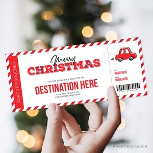Christmas Road Trip Gift Voucher, Surprise Road Trip Reveal, Vacation Ticket Template, Holiday Certificate - INSTANT DOWNLOAD - Editable PDF