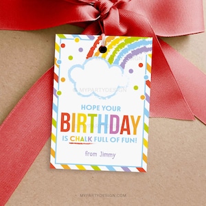 Chalk Happy Birthday Gift Tag, Chalk Full of Fun Class Gift Label for Student Gifts from Teacher - INSTANT DOWNLOAD - Printable Editable PDF
