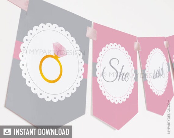 Bridal Shower - Banner - Scalloped theme Pink - INSTANT DOWNLOAD - Printable PDF Il_570xn