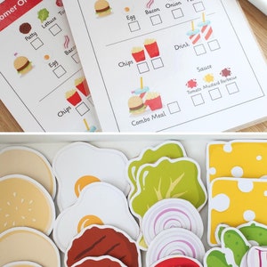 Jeu de rôle dramatique à imprimer Burger Shop, jeu de simulation pour enfants, jeu de rôle de restaurant de hamburgers pour enfants TÉLÉCHARGEMENT IMMÉDIAT PDF imprimable image 5