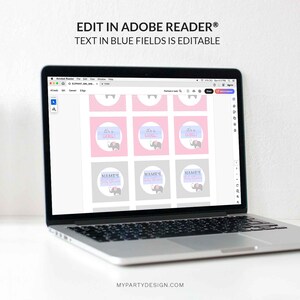 Elephant Baby Shower Decorations, Elephant Party Pack, Pink Girl BabyShower Decorations Kit - INSTANT DOWNLOAD - Printable Editable PDF image 5
