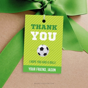Soccer Favor Tags, Thank you Labels, Soccer Party Decorations, Sports Football Birthday - INSTANT DOWNLOAD - Printable Editable PDF