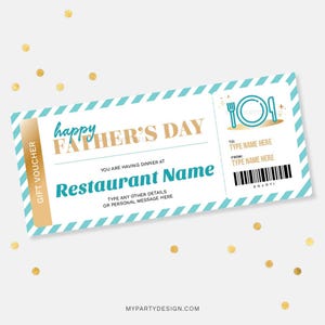 Vatertag Abendessen Geschenkgutschein Vorlage, Geschenkkarte für Papa, Surprise Lunch Brunch Zertifikat - SOFORTIGER DOWNLOAD - Druckbare bearbeitbare PDF