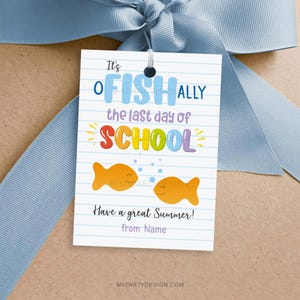 Etiqueta oFISHally para el último día de clases, etiquetas para refrigerios de pescado, fin de año escolar, etiqueta de regalo de verano - DESCARGA INSTANTÁNEA - PDF imprimible y editable