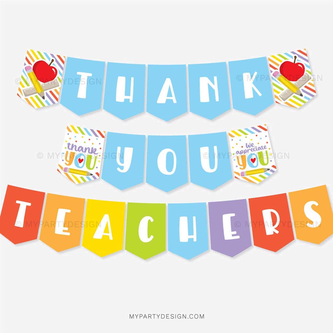 Thank You Teachers Banner, Thanks Bunting for School Staff Teacher ...