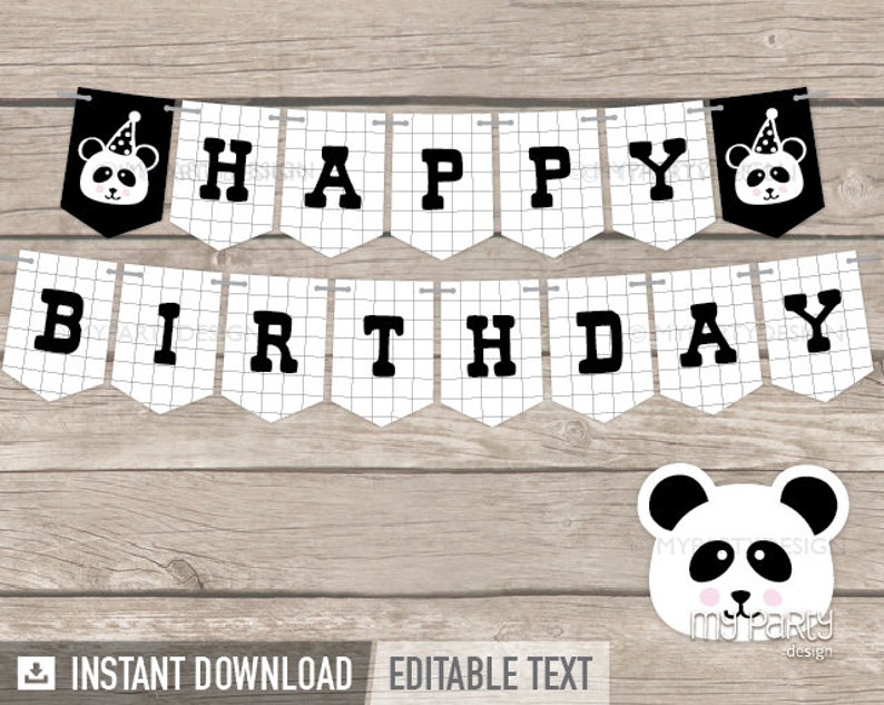 Panda Party Banner Panda Birthday Party Bunting Panda | Etsy