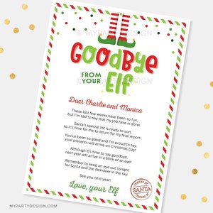 Goodbye From Your Elf, Elf Goodbye Letter, Personalized Christmas ...