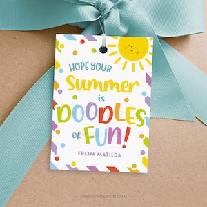 Etiqueta de regalo con dibujos divertidos de verano, etiqueta de regalo de fin de curso para regalos de clase, etiqueta de regalo con dibujo - DESCARGA INSTANTÁNEA - PDF imprimible y editable