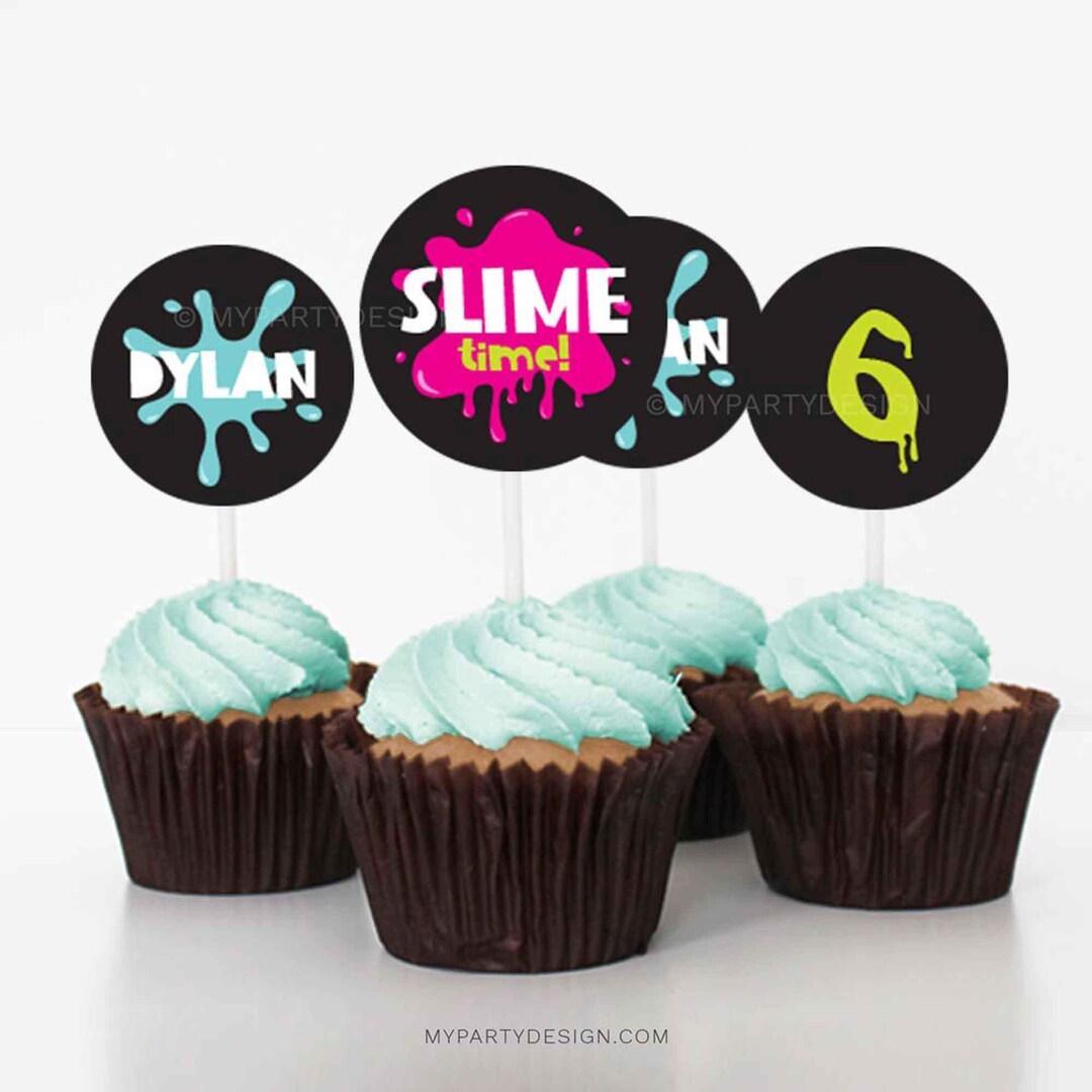 Topper Slime Slime Cupcake Toppers, Slime Party Decorations, Tween Birthday ...