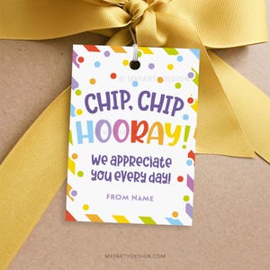 Etiqueta de agradecimiento Chip Chip Hooray, etiqueta de regalo de papas fritas para maestros, personal o miembros del equipo - DESCARGA INSTANTÁNEA - PDF editable e imprimible