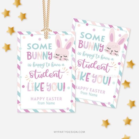 Student Easter Tag, Some Bunny Favor Gift Tags, Class Gift Label from Teacher to Students - INSTANT DOWNLOAD - Printable Editable PDF Il_570xn