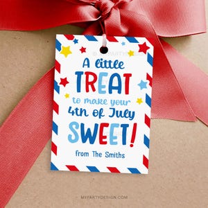 Little Treat to Make Your 4th of July Sweet Gift Tag, Independence Day Tag, Patriotic Red Blue - INSTANT DOWNLOAD - Printable Editable PDF