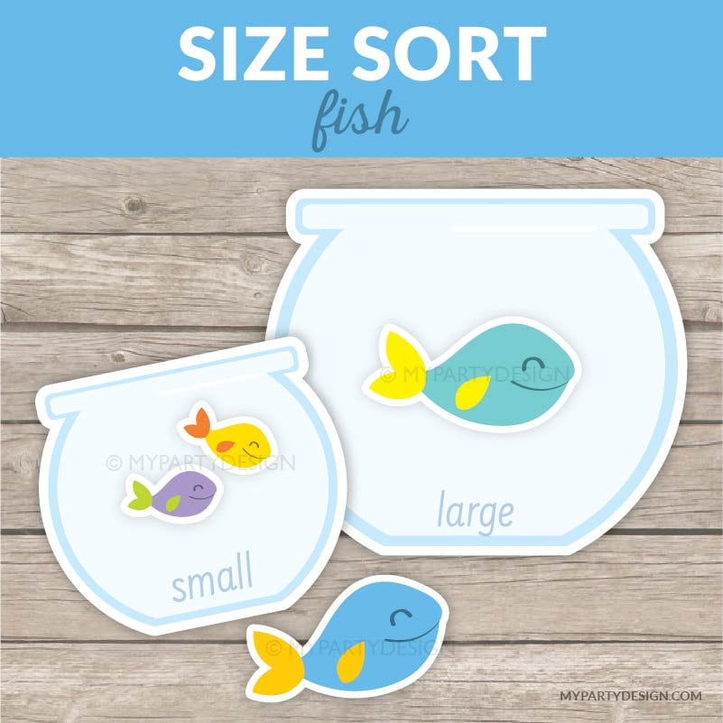 Fish Size Sorting Game, Printable activity for Toddlers and Preschool, Homeschool Maths Printable - INSTANT DOWNLOAD - Printable PDF