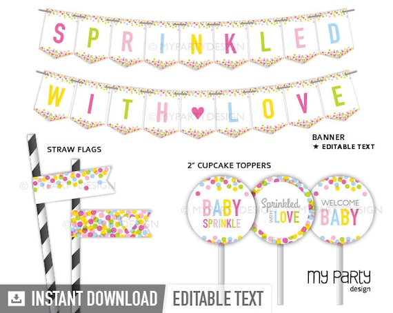 Baby Sprinkle Decorations, Sprinkle Party Pack, Baby Shower Party