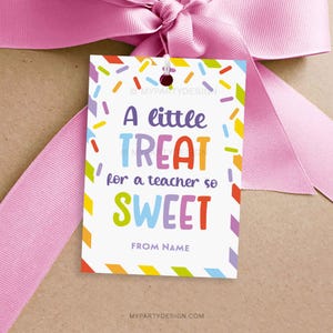 Treat for Teacher so Sweet cadeaukaartje, snoep en chocoladesnoepjes bedanklabel, waarderingsweek - INSTANT DOWNLOAD - afdrukbare bewerkbare pdf