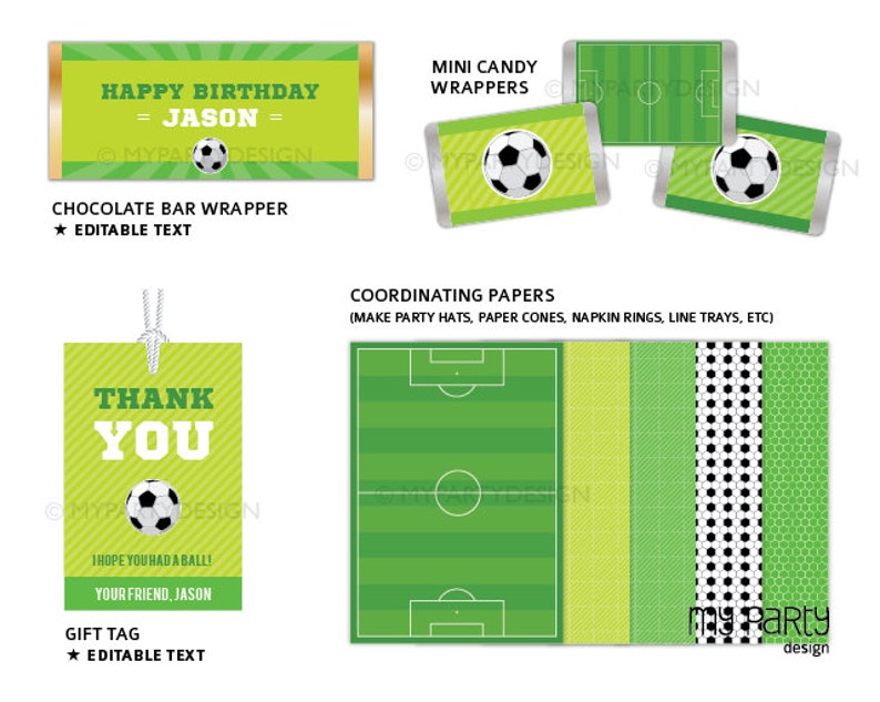 Soccer Birthday Decorations, Sports Party Kit, Football Party Pack, Soccer Printables INSTANT DOWNLOAD Printable Editable PDF image 4