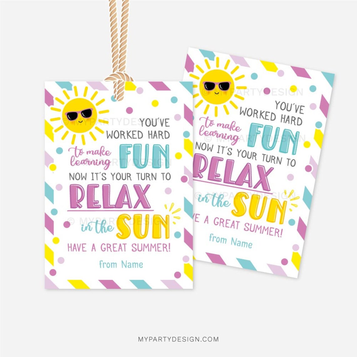 Summer Teacher Appreciation Gift Tag, Your Turn to Relax in the Sun End ...