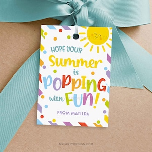 Etiqueta de regalo divertida para palomitas de verano, palomitas de fin de curso o juguetes pop para regalar en clase - DESCARGA INSTANTÁNEA - PDF imprimible y editable