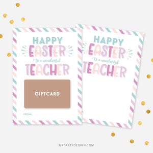 Porta-cartão de presente de feliz Páscoa para professor, creche, pré-escola, tutor ou cartão de agradecimento ao professor - DOWNLOAD INSTANTÂNEO - PDF para impressão