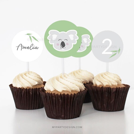 Koala Cupcake toppers, Koala Birthday Decorations for kids, Gender