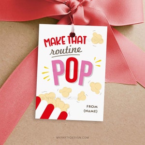 Machen Sie dieses Routine Pop Popcorn Tag, Popcorn Ermutigungsgeschenk für das Jubel- oder Tanzcrew-Team - INSTANT DOWNLOAD - Printable Editable PDF