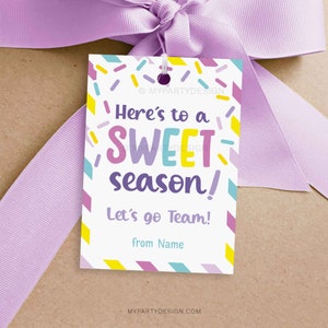 Sweet Season Team Geschenkanhänger, Ermutigungs Geschenklabel für Jubel-, Tanz- oder Sportteammitglieder - SOFORTIGER DOWNLOAD - Druckbare bearbeitbare PDF