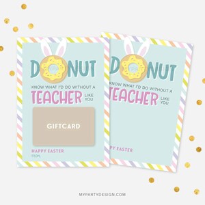 Porta-cartão-presente de Páscoa Donut para professores, cartão para professores para impressão, vale-presente Donut Know what Id Do - DOWNLOAD INSTANTÂNEO - PDF para impressão