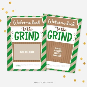 Porte-cartes cadeau Welcome Back to the Grind pour enseignants/personnels, chèque-cadeau imprimable pour la rentrée des classes - TÉLÉCHARGEMENT IMMÉDIAT - PDF imprimable