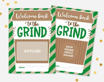 Welcome Back to the Grind Gift Card Holder for Teachers / Staff, Printable Back to School Coffee Voucher - INSTANT DOWNLOAD - Printable PDF