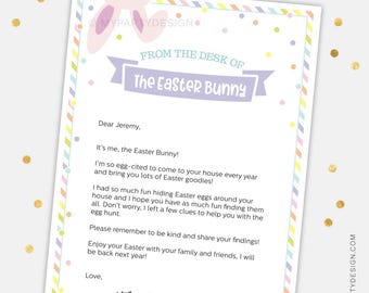 Easter Letter from Easter Bunny for Kids, Personalized Editable Easter Bunny Letter - INSTANT DOWNLOAD - Printable PDF with Editable Text