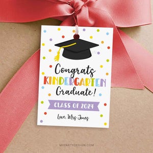 Étiquette cadeau félicitations pour diplômé de maternelle, cadeau de remise de diplôme de fin d'année scolaire d'un professeur - TÉLÉCHARGEMENT IMMÉDIAT - PDF modifiable imprimable