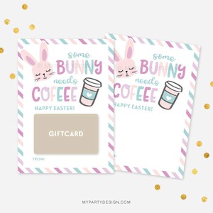 Some Bunny Needs Coffee Porta-cartão de presente de Páscoa para professor, funcionário, vizinho ou colega de trabalho, cartão de voucher - DOWNLOAD INSTANTÂNEO - PDF para impressão