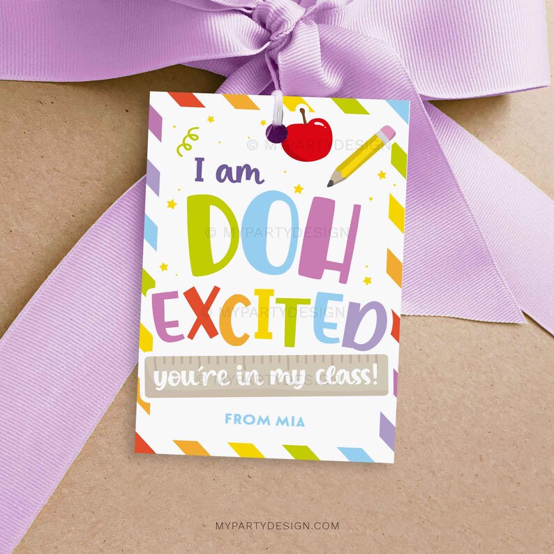 Back to School Play Dough Class Gift Tag, Doh Excited Label for First ...