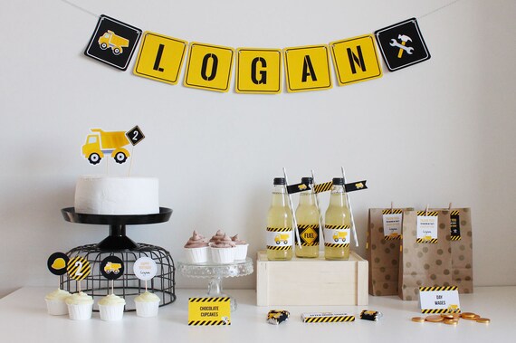 Construction Birthday Decorations, Construction Party Pack, Truck Party, Boy Birthday Decor - INSTANT DOWNLOAD - Printable Editable PDF Il_570xn