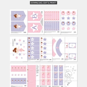 Ballerina Birthday Party Decorations, Ballerina Party Pack, Ballet Kit, Dance Decor - INSTANT DOWNLOAD - Printable Editable PDF image 4