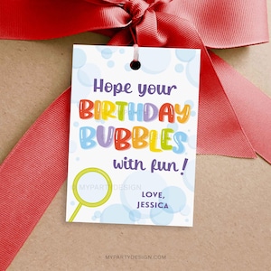 Étiquette-cadeau Joyeux anniversaire Bubbles with Fun, étiquette cadeau classe enfants pour étudiant, cadeaux de l'enseignant - TÉLÉCHARGEMENT IMMÉDIAT - PDF modifiable imprimable