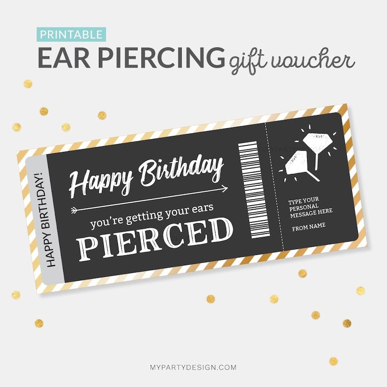Ear Piercing Certificate Template Surprise Earrings Voucher Etsy Schweiz