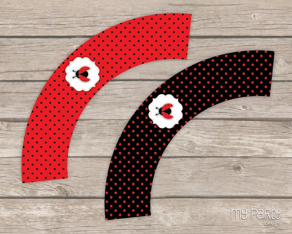 Ladybug Party - Cupcake Wrappers - INSTANT DOWNLOAD - Printable PDF Il_570xn