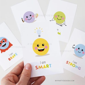 Cartes d'affirmations pour enfants, Imprimables Je suis pour les enfants, cartes-éclair ou notes de boîte à lunch - TÉLÉCHARGEMENT IMMÉDIAT - PDF imprimable