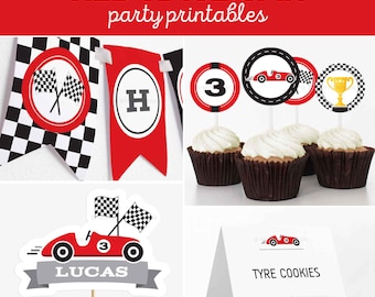 Race Car Birthday Decorations, Car Party Pack, Racing Party Kit, Boy Birthday Party - INSTANT DOWNLOAD - Printable Editable PDF