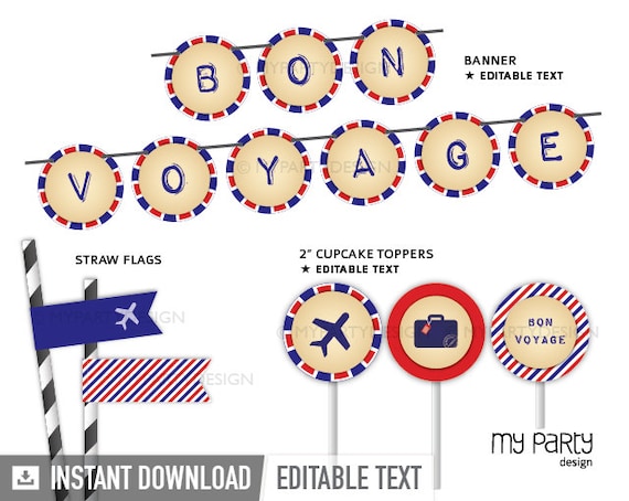 Travel Party Farewell Party Party Pack Vintage Red And Blue