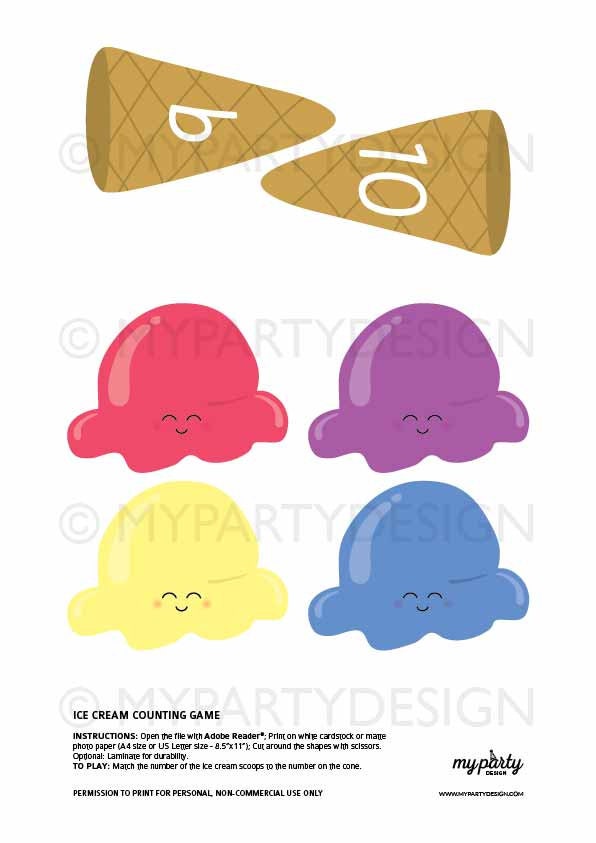 Ice Cream Counting Activity, Printable Game for Toddlers and Pre ...