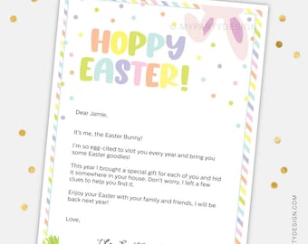 Letter from the Easter Bunny, Personalized Editable Easter Bunny Letter for Kids - INSTANT DOWNLOAD - Printable PDF with Editable Text