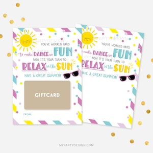 Porta carte regalo estive per insegnanti o allenatori di danza, il tuo turno per rilassarti al sole - Buono regalo - DOWNLOAD IMMEDIATO - PDF stampabile