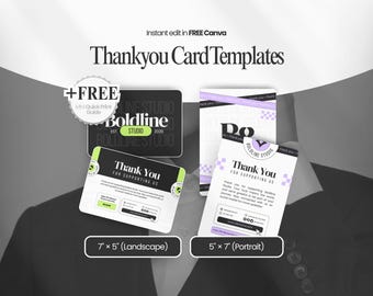 Plantilla de tarjeta de agradecimiento de Canva: folleto empresarial editable, moderno y minimalista, descarga digital.