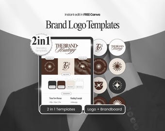 Plantilla de logotipo de marca Canva: Diseño de logotipo prediseñado, tablero de identidad de marca, descarga digital TB