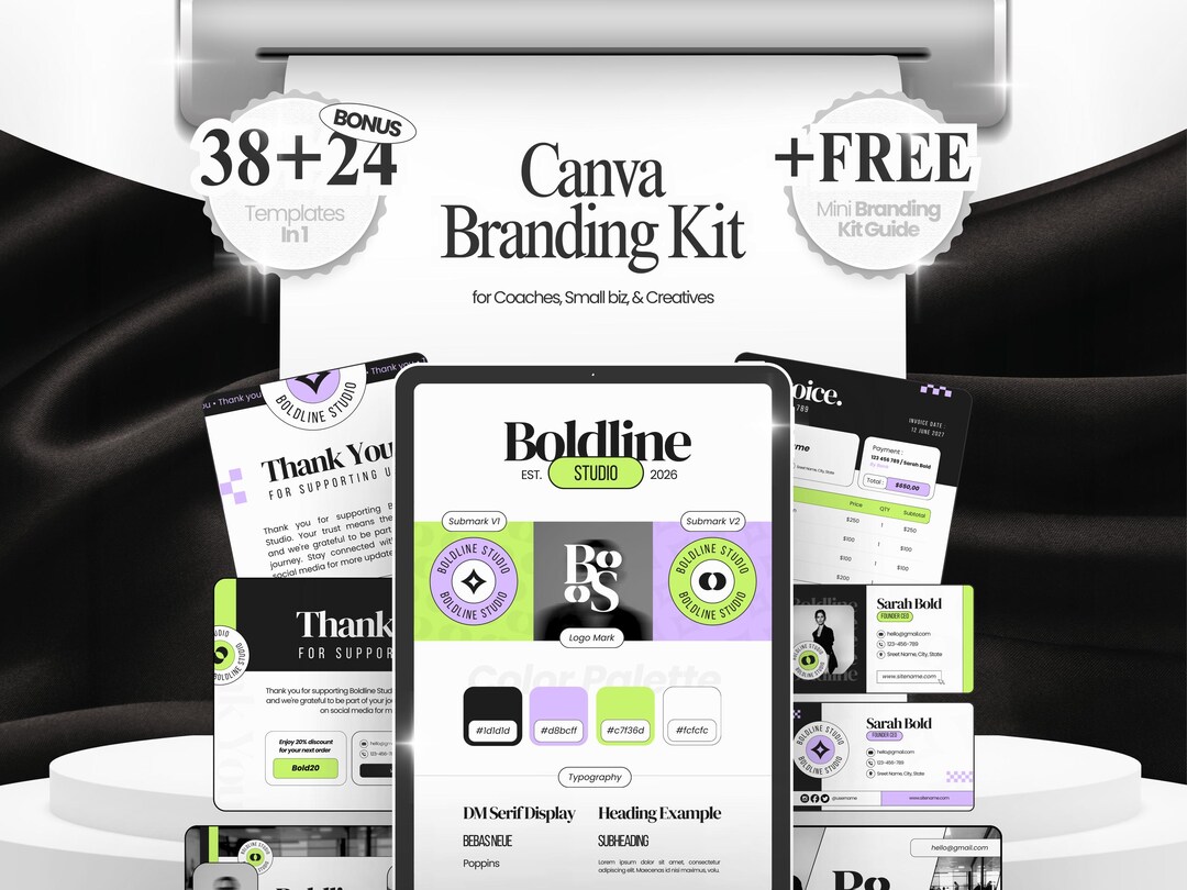 Canva Branding Kit Template : Bold Brand Identity Guidelines, Logo ...