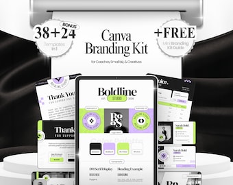 Plantilla de kit de marca Canva: Directrices de identidad de marca audaces, guía de estilo de logotipo, descarga digital BS